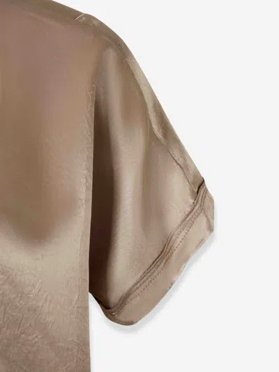 Simkhai Womens Faded Olive Addison Short-sleeve Satin Top In Neutral
