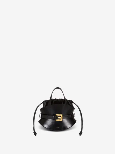 Balmain Shuffle Mini Top-handle Bag In Calfskin In Black