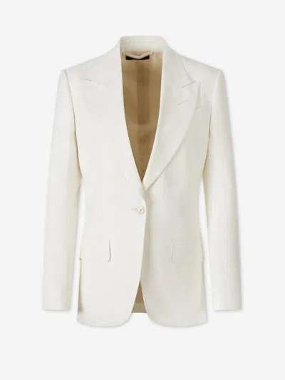 Tom Ford Tailored White Jacket With Sharp Lapels In White