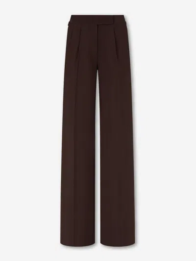 Tom Ford Pleated High-rise Wide-leg Pants In Brown