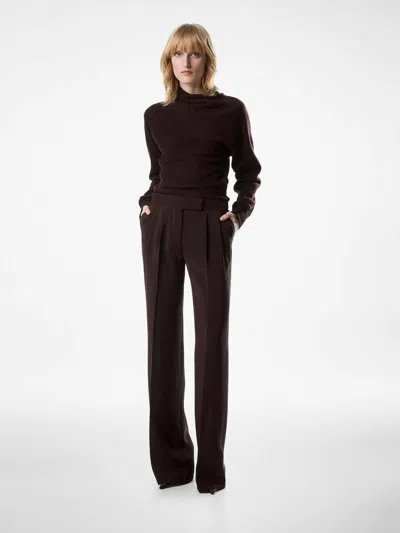 Tom Ford Pleated High-rise Wide-leg Pants In Brown