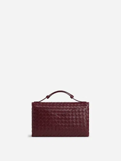 Bottega Veneta Lambskin Knot Lock Top-handle Bag In Red