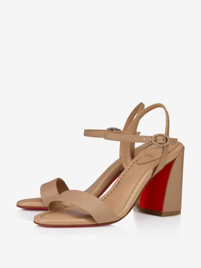 Christian Louboutin Miss Jane 85mm Leather Sandals In Brown