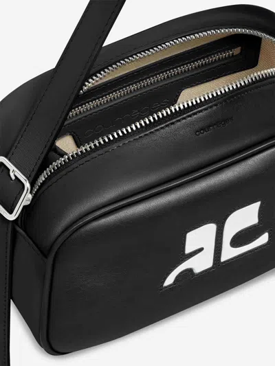 Courrèges Structured Brown Calf Leather Camera Bag With Detachable Strap In Brown