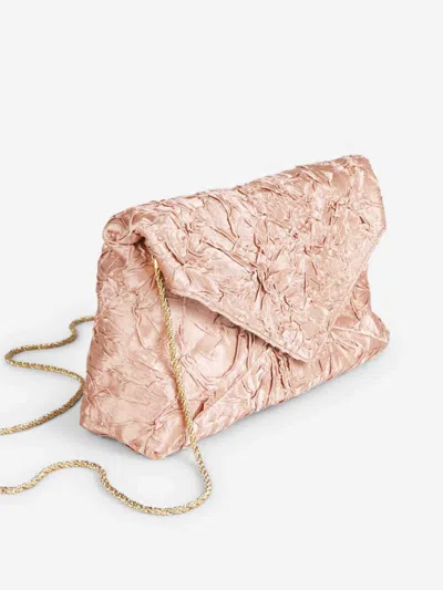 Dries Van Noten Crinkled Texture Wallet With Chain Strap In Pink