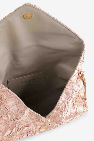 Dries Van Noten Crinkled Texture Wallet With Chain Strap In Pink