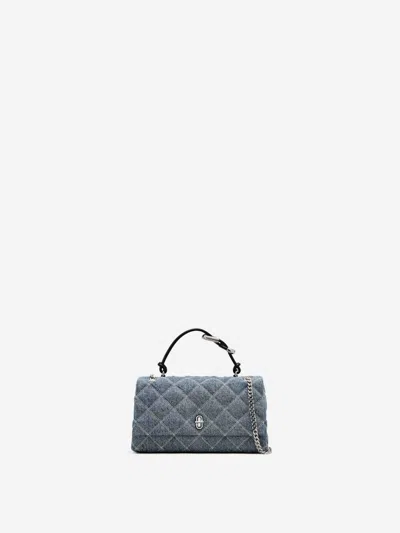 Marc Jacobs Womens Light Wash Indigo The Quilted Dual Convertible Denim Shoulder Bag In Blue
