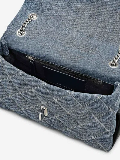 Marc Jacobs Womens Light Wash Indigo The Quilted Dual Convertible Denim Shoulder Bag In Blue