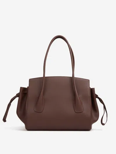 Jil Sander Voyage Drawstring Leather Tote Bag In Brown