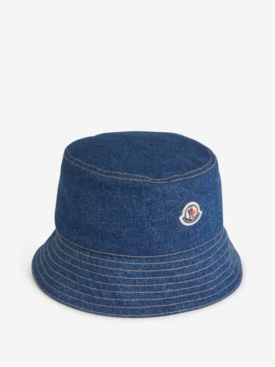 Moncler Denim Logo Fisherman Hat In Blue