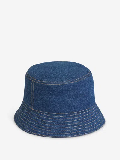Moncler Denim Logo Fisherman Hat In Blue