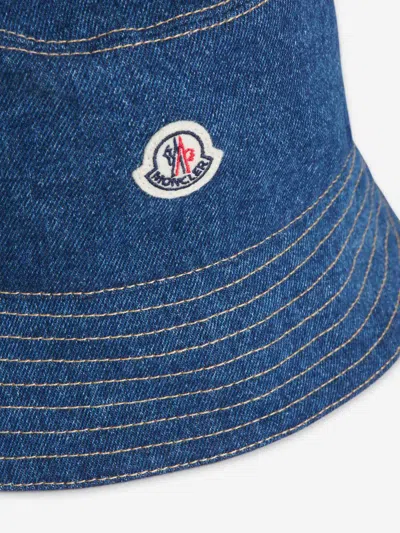 Moncler Denim Logo Fisherman Hat In Blue