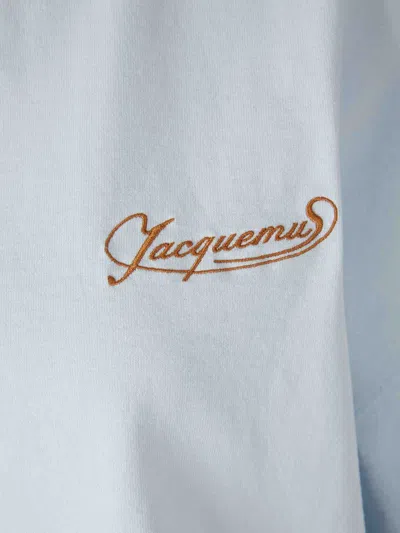 Jacquemus Le T-shirt Corto Logo-embroidered Cotton T-shirt In Blue