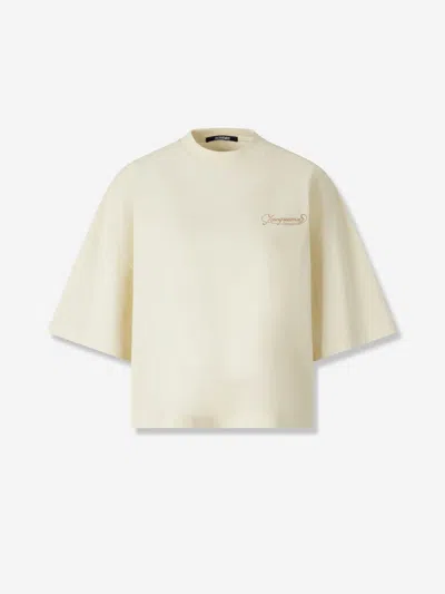 Jacquemus Short Sleeve Crew Neck Top In Neutral