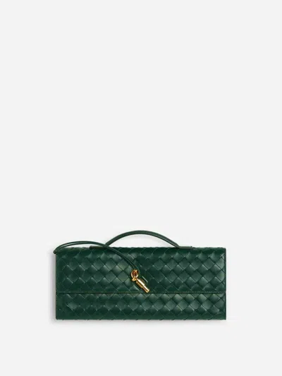 Bottega Veneta Womens Andiamo Leather Clutch Bag Emerald Green-m Bras In Green