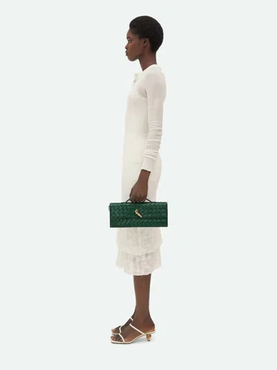 Bottega Veneta Womens Andiamo Leather Clutch Bag Emerald Green-m Bras In Green