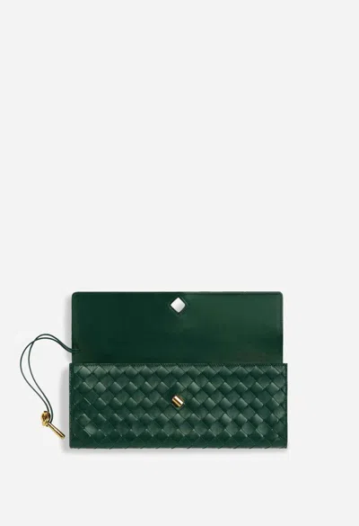 Bottega Veneta Womens Andiamo Leather Clutch Bag Emerald Green-m Bras In Green