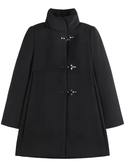 Fay Romantic Coat In Black In Soft Wool Blend Fabric In Black