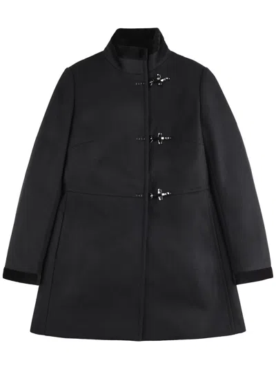 Fay Romantic Coat In Black In Soft Wool Blend Fabric In Black
