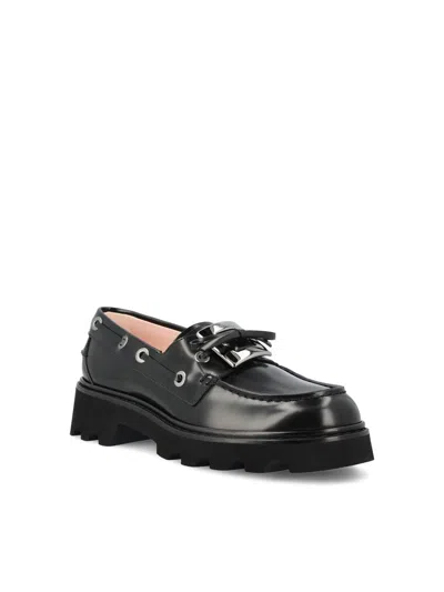 Roger Vivier 20mm Viv Rangers Leather Loafers In Black