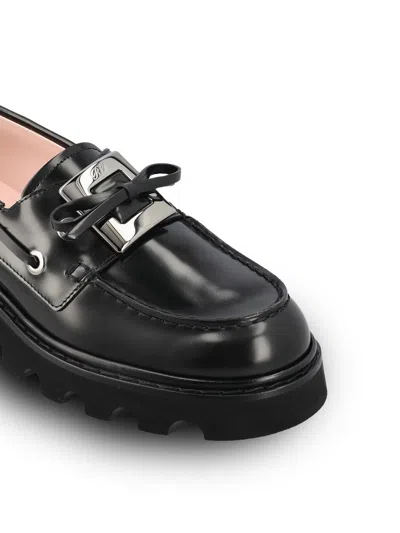 Roger Vivier 20mm Viv Rangers Leather Loafers In Black