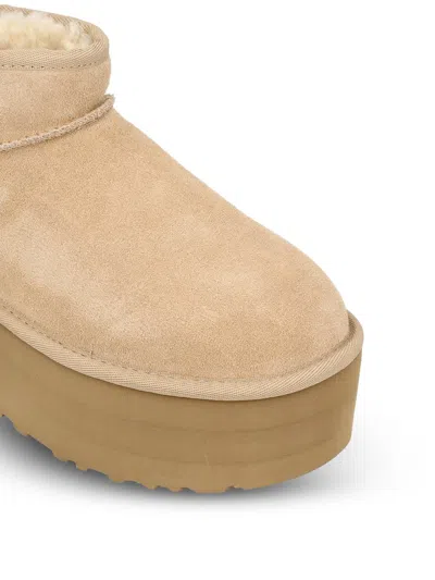 Ugg Classic Ultra Mini Platform Suede Ankle Boots In Sand