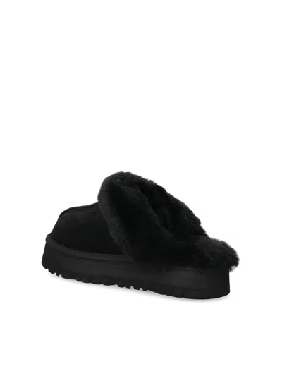 Ugg Disquette Sheepskin Platform Slippers In Black