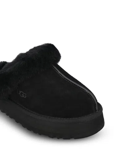 Ugg Disquette Sheepskin Platform Slippers In Black