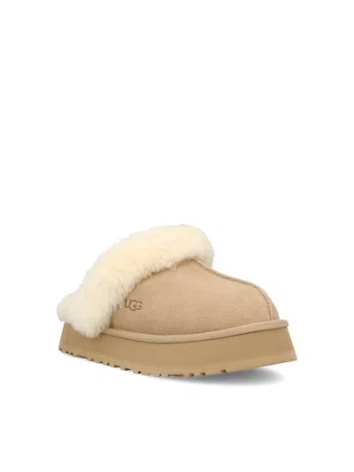 Ugg Chaussons Disquette En Cuir In Sand