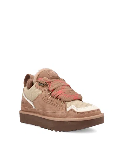 Ugg Ribbon-lace Leather Sneakers In Brown