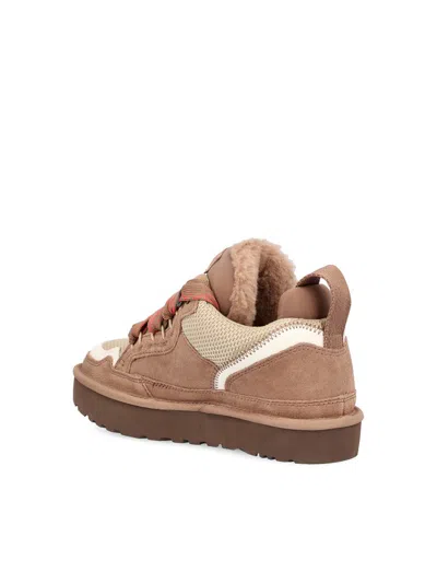 Ugg Ribbon-lace Leather Sneakers In Brown