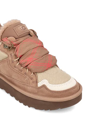 Ugg Ribbon-lace Leather Sneakers In Brown
