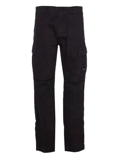 C.p. Company C.p.company Diagonal Raised Fleece Cargo Sweatpants In Black
