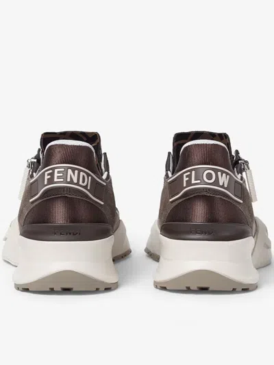 Fendi Flow Sneaker In Beige Nubuck In Brown