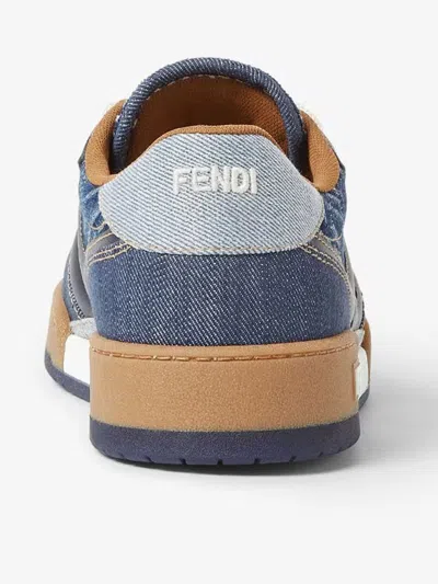 Fendi Match Denim Ff Embossed Sneakers Blue In Blue