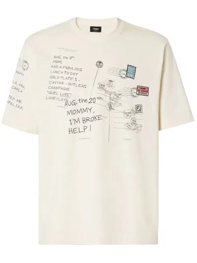 Fendi Graphic Print Crew Neck T-shirt In Multi