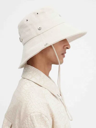 Jacquemus Denim Fisherman Hat In White