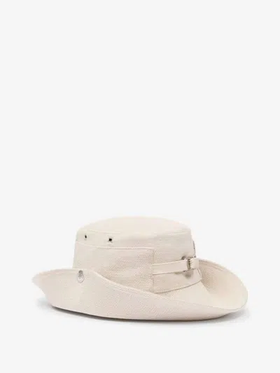 Jacquemus Denim Fisherman Hat In White