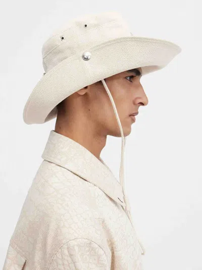 Jacquemus Denim Fisherman Hat In White