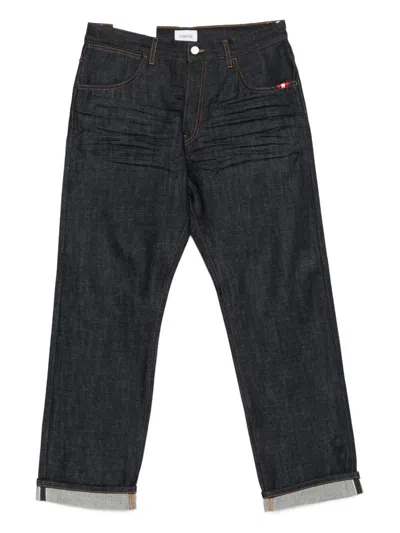 Amish Straight-leg Denim Jeans With Five-pocket Design In Black