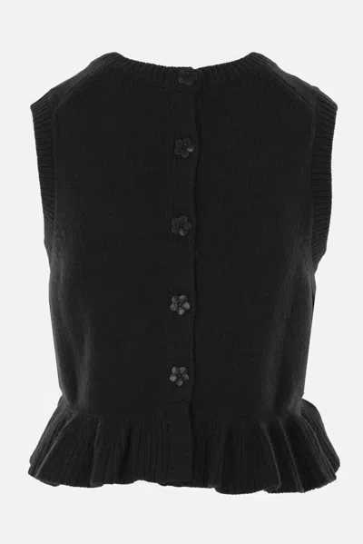 Cecilie Bahnsen Bill Vest Recycled Cashmere In Black