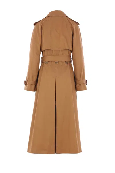 Chloé Double-breasted Leather-trimmed Cotton-gabardine Trench Coat In Brown