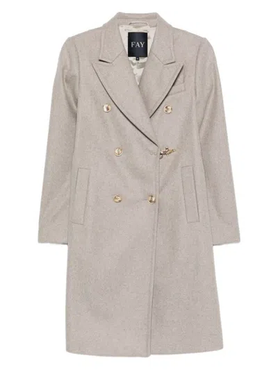 Fay Double-breasted Clasp Coat In Brown