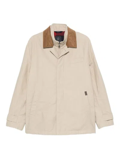 Fay Quilted Beige Jacket With Adjustable Hood In Sand