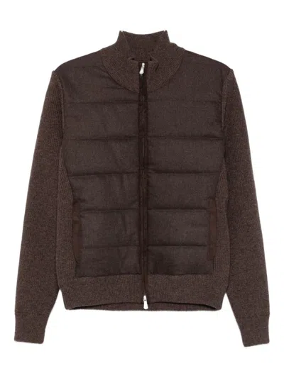 Gran Sasso Quilted Knitted Jacket In Brown