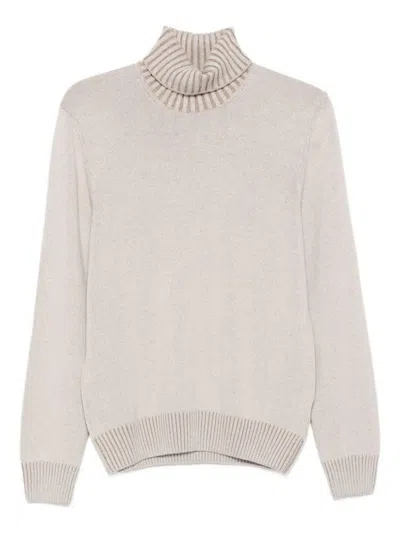 Gran Sasso Ribbed-knit Turtleneck Sweater In White