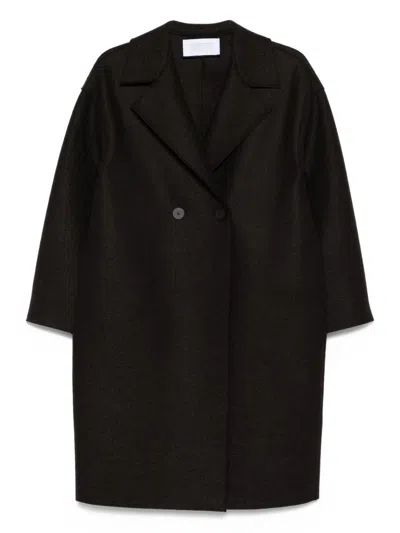 Harris Wharf London Black Double-breasted Coat With Dropped Shoulders In Wool Woman In Black