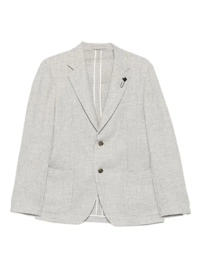 Lardini Checked-pattern Blazer In Gold