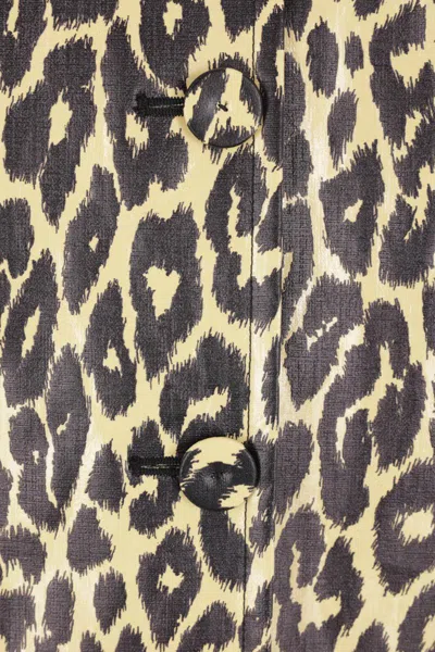 Jil Sander Leopard Print Coated Linen Jacket In Gold