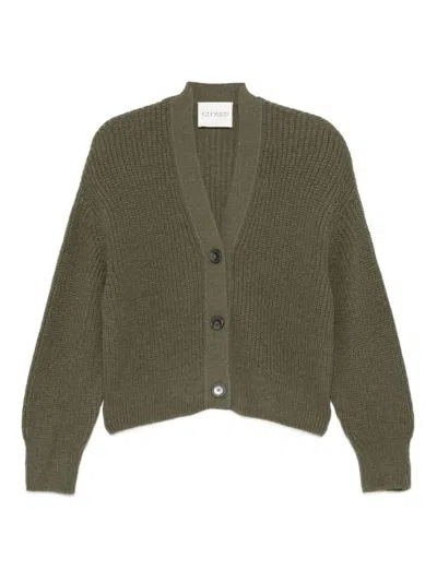 Closed Wool Blend V-necked Cardigan In Green